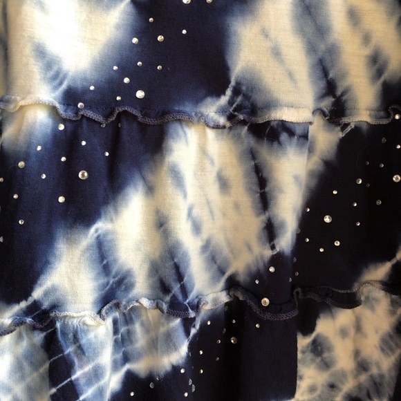 I.N.C. Skirt blue tie dye glitter stones layer style - Picture 2 of 3